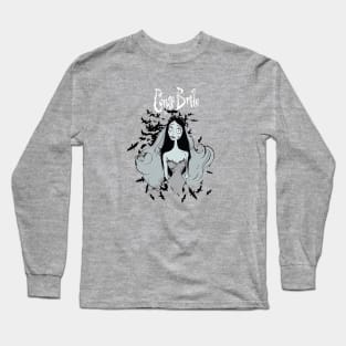 Corpse Bride Emily With Butterflies Juniors Charcoal Heather Long Sleeve T-Shirt